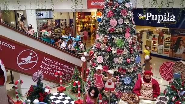 Salvador Bahia Braziliaans December 2020 Kerstversiering Zien Shopping Piedade Salvador — Stockvideo