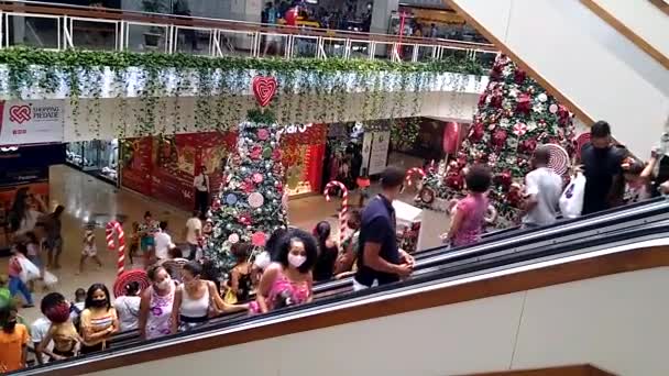 Salvador Bahia Brasile Dicembre 2020 Decorazione Natalizia Vede Shopping Piedade — Video Stock