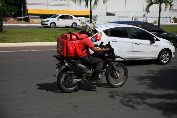 Salvador Bahia Brasil Dezembro 2020 Entrega Alimentos Por Aplicação Vista — Fotografia de Stock