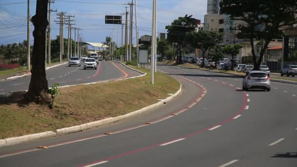 Salvador Bahia Brasil Diciembre 2020 Movimiento Vehículos Tránsito Barrio Pituba — Vídeos de Stock