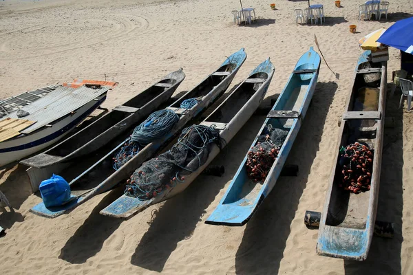 Salvador Bahia Brasil Dezembro 2020 Canoas Utilizadas Por Pescadores Pesca — Fotografia de Stock