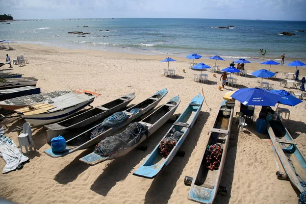 Salvador Bahia Brasil Dezembro 2020 Canoas Utilizadas Por Pescadores Pesca — Fotografia de Stock