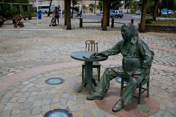 Salvador Bahia Brasil Dezembro 2020 Estátua Poeta Vinicius Moraes Vista — Fotografia de Stock