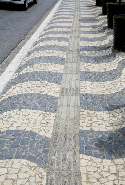 Salvador Bahia Brasil Dezembro 2020 Calçada Com Desenho Mosaico Feita — Fotografia de Stock