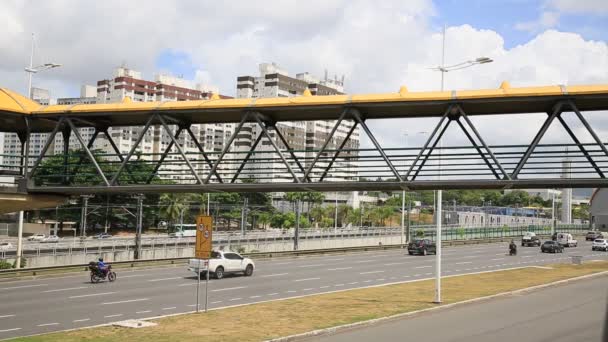 Salvador Bahia Brazil December 2020 People Using Pedestrian Walkway Paralela — Stock Video