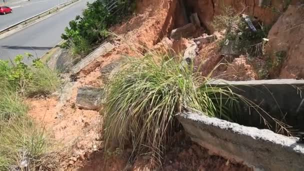 Salvador Bahia Brasil Diciembre 2020 Lugar Deslizamiento Largo Carretera Barrio — Vídeos de Stock