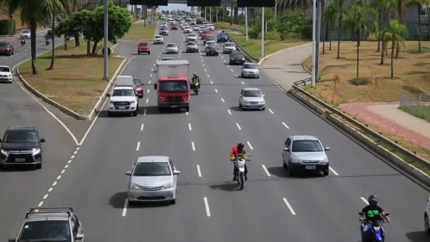 Salvador Bahia Brasilien Dezember 2020 Fahrzeugverkehr Auf Der Avenida Luiz — Stockvideo