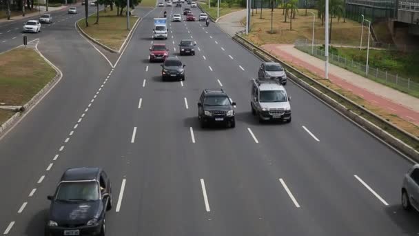 Salvador Bahia Brasilien Dezember 2020 Fahrzeugverkehr Auf Der Avenida Luiz — Stockvideo