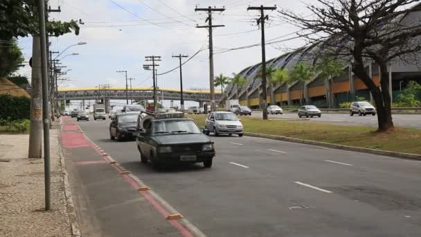 Salvador Bahia Brasilien Dezember 2020 Fahrzeugverkehr Auf Der Avenida Luiz — Stockvideo