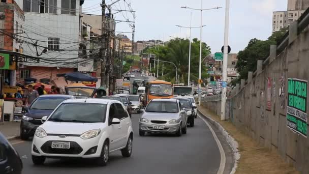 Salvador Bahia Brazília 2020 December Járműmozgás Salvador Város Cabula Környékén — Stock videók