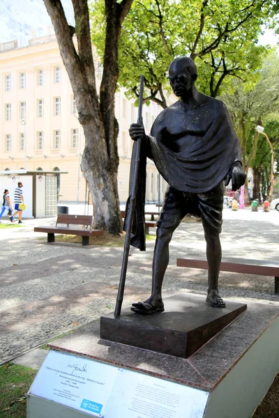 Salvador Bahia Brasil Noviembre 2020 Escultura Mahatma Gandhi Una Plaza — Foto de Stock