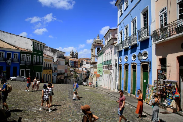 Salvador Bahia Brazília December 2020 Turisták Mozgása Pelourinho Történelmi Központjában — Stock Fotó