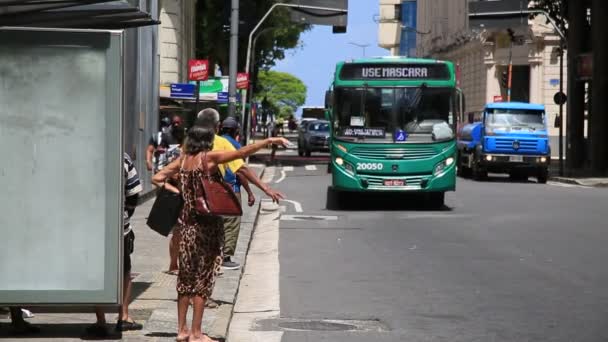 Salvador Bahia Brasile Dicembre 2020 Persone Vengono Viste Alla Fermata — Video Stock