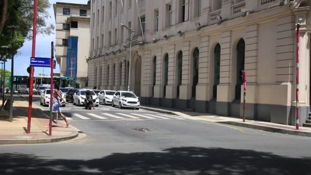 Salvador Bahia Brasilien Dezember 2020 Fahrzeugverkehr Durch Das Viertel Comercio — Stockvideo