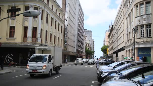 Salvador Bahia Brasilien Dezember 2020 Fahrzeugverkehr Durch Das Viertel Comercio — Stockvideo