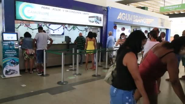 Salvador Bahia Brazil December 2020 Passengers Seen While Boarding Intercity — Stock Video