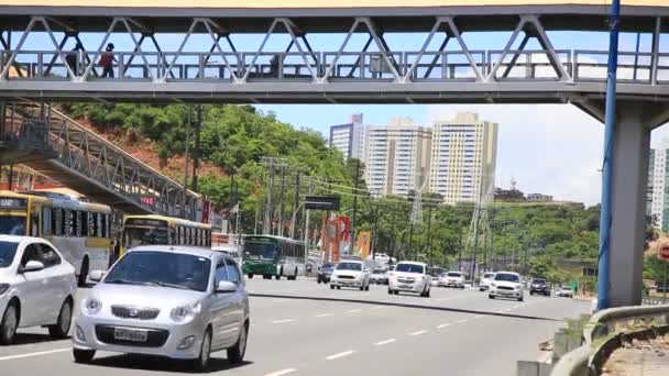 Salvador Bahia Brazylijski Grudnia 2020 Chodnik Dla Pieszych Widziany Pasie — Wideo stockowe