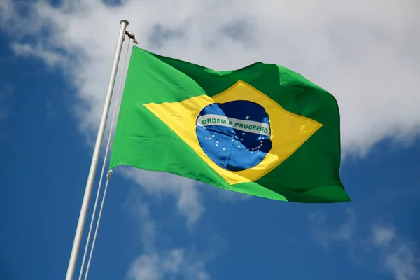 Salvador Bahia Brazil December 2020 Прапор Бразіля Видно Щоглі Автобусній — стокове фото