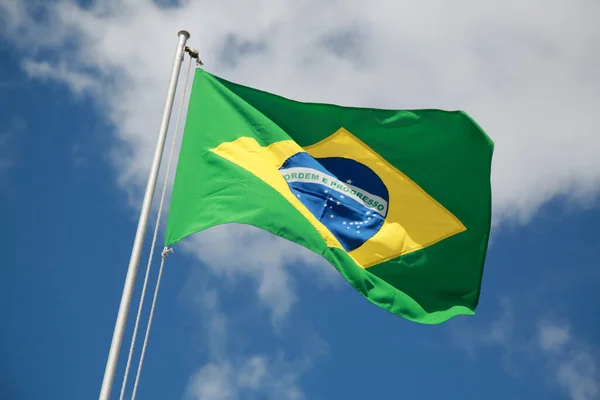 Salvador Bahia Brasil Dezembro 2020 Bandeira Brasil Vista Mastro Rodoviária — Fotografia de Stock