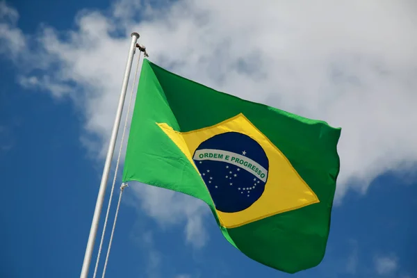 Salvador Bahia Brazil December 2020 Прапор Бразіля Видно Щоглі Автобусній — стокове фото