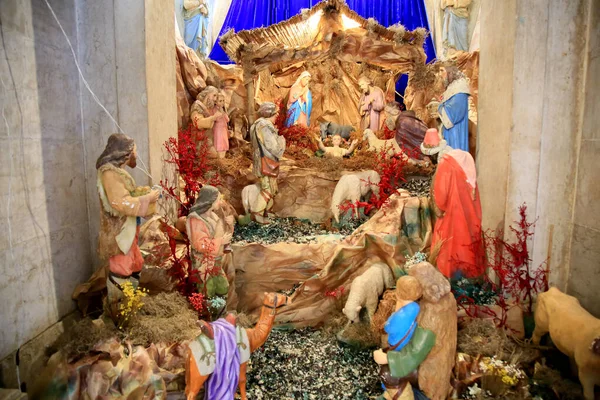 Salvador Bahia Brasil Janeiro 2021 Presepio Visto Montado Igreja Nossa — Fotografia de Stock