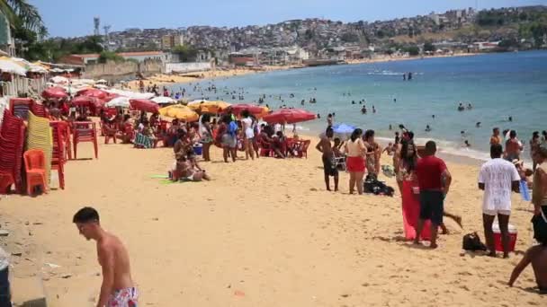 Salvador Bahia Brasil Janeiro 2021 Pessoas São Vistas Areia Praia — Vídeo de Stock