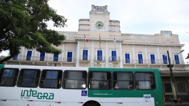 Salvador Bahia Brazil 2021 Január Calcada Környéki Külvárosi Vasútállomás Homlokzata — Stock videók