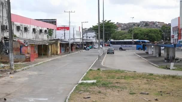 Salvador Bahia Brasile Gennaio 2021 Traffico Veicoli Nel Quartiere Calcada — Video Stock