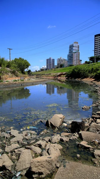 Salvador Bahia Brazília 2021 Január Kilátás Rio Camurugipe Csatornára Salvador — Stock Fotó