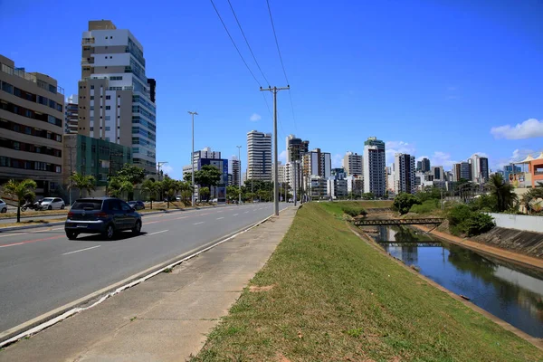 Salvador Bahia Brazília 2021 Január Kilátás Rio Camurugipe Csatornára Salvador — Stock Fotó