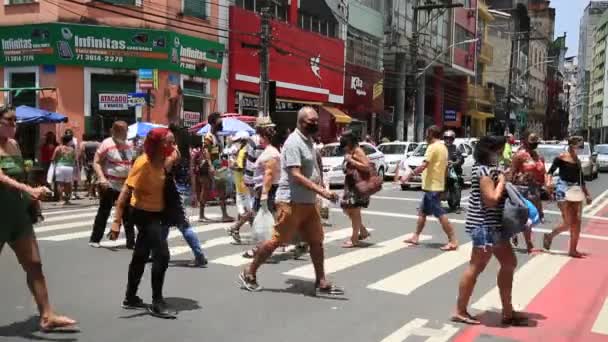 Salvador Bahia Brazil Januari 2021 Människor Ses Bära Masker För — Stockvideo