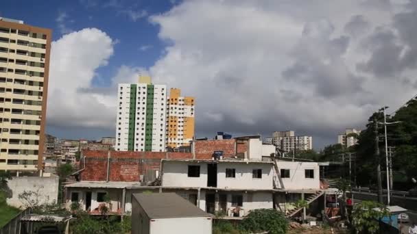Salvador Bahia Brazil January 2021 People Vehicles Seen Passing Buildings — Stock Video
