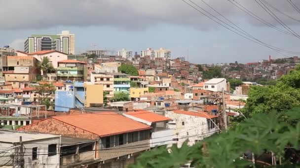 Salvador Bahia Brasil Enero 2021 Personas Vehículos Pasan Cerca Edificios — Vídeo de stock