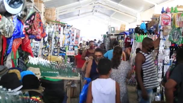 Salvador Bahia Brazilské Ostrovy Ledna 2021 Lidé Nosí Masky Ochranu — Stock video