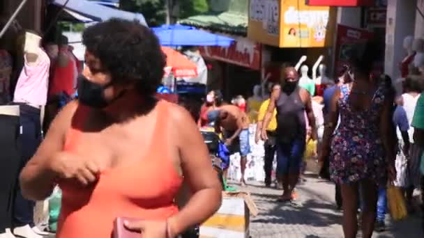 Salvador Bahia Brazil Januari 2021 Människor Ses Bära Masker För — Stockvideo