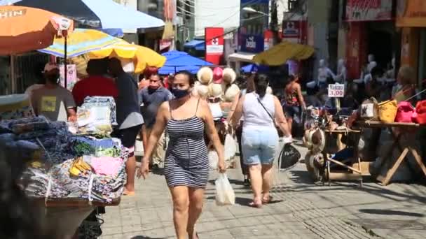 Salvador Bahia Brazil Januari 2021 Människor Ses Bära Masker För — Stockvideo