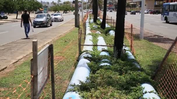 Salvador Bahia Brazil Styczeń 2021 Rura Odprowadzająca Ścieki Jest Widoczna — Wideo stockowe