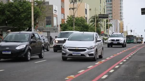 Salvador Bahia Brésil Janvier 2021 Mouvement Véhicules Transit Dans Quartier — Video