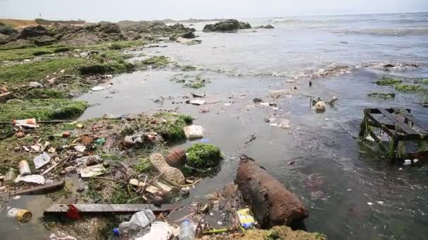 ブラジル バヒア州サラドール2021年1月11日サルバドールのコスタ アズールビーチの汚染とゴミ 材料はリオ キャンペーンの下水路に排水され 海に捨てられます — ストック動画