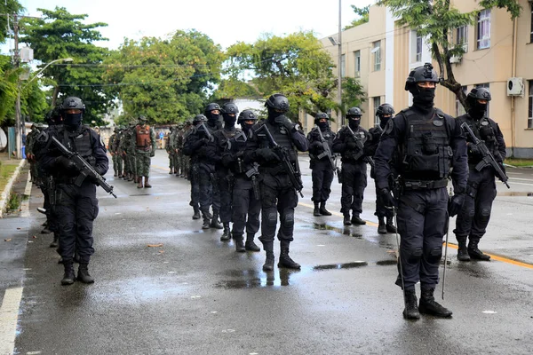 Salvador Bahia Brasil Enero 2021 Miembro Del Batallón Operaciones Especiales — Foto de Stock
