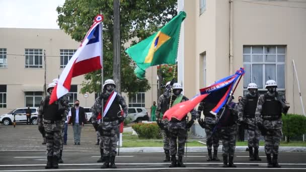 Salwador Bahia Brazylia Stycznia 2021 Członek Batalionu Szokowego Bahia Military — Wideo stockowe