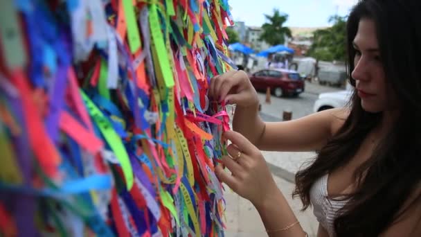 생존자 바히아 브라질 2021 살바도르의 교회에서 관광객들과 신자들을 수있다 세계적 — 비디오