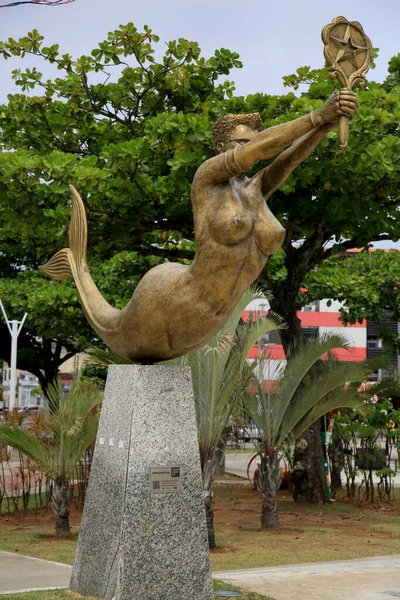 Salvador Bahia Brasil Janeiro 2021 Escultura Uma Sereia Representando Orixa — Fotografia de Stock