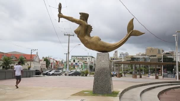 Salvador Bahia Brasil Enero 2021 Escultura Una Sirena Que Representa — Vídeos de Stock