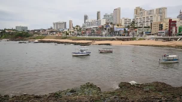 Salvador Bahia Brasil Enero 2021 Vista Mar Barrio Del Río — Vídeo de stock