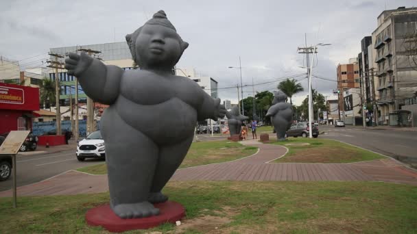 Сальвадор Баия Бразилия Января 2021 Года Скульптура Пухлой Женщины Художницы — стоковое видео