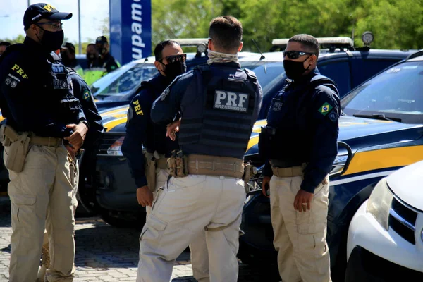 Salvador Bahia Brezilya Ocak 2021 Polis Rodoviaria Federal Prf Ajanları — Stok fotoğraf