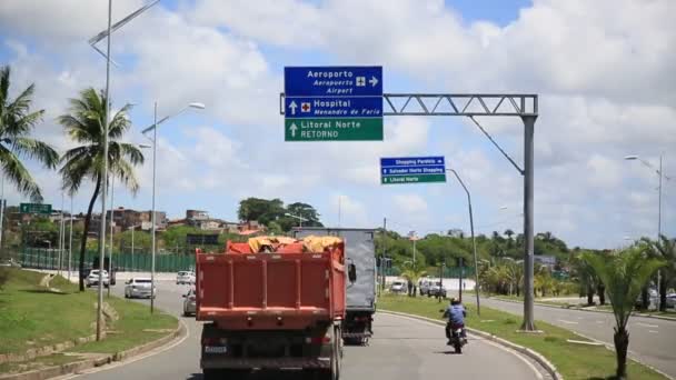Salvador Bahia Brazylijski Styczeń 2021 Ruch Pojazdów Drodze Pobliżu Międzynarodowego — Wideo stockowe