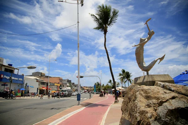 Salvador Bahia Brésil Janvier 2021 Sculpture Sirène Est Vue Sur — Photo