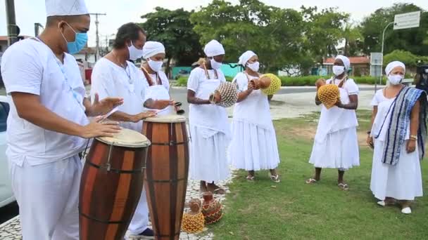Сальвадор Баия Бразилия Января 2021 Года Члены Candomble Terreiro Участвуют — стоковое видео